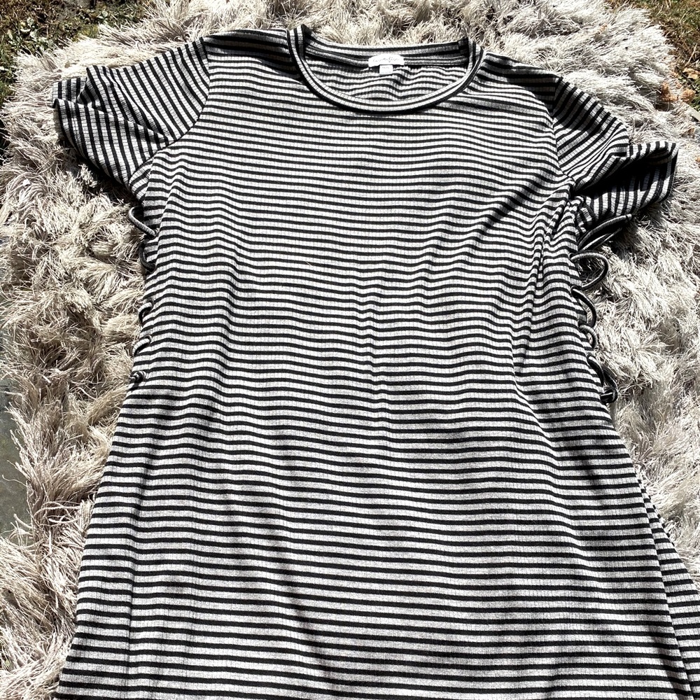 Black and grey stripped mini dress